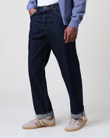 wax london men's Felix - Rinse Wash Selvedge Loose Fit Denim Jeans