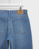 wax london men's Felix - Vintage Antique Blue Loose Fit Denim Jeans