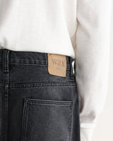 wax london men's Felix - Washed Vintage Black Loose Fit Denim Jeans