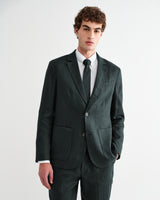 wax london men's Fintry - Dark Green Linen Single-Breasted Blazer