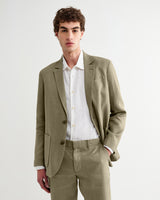 wax london men's Fintry - Khaki Linen Single-Breasted Blazer