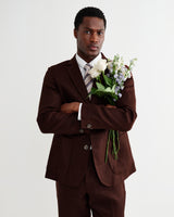 wax london men's Fintry - Merlot Linen Single-Breasted Blazer