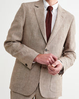 wax london men's Fintry - Natural And Brown Stripe Linen Single-Breasted Blazer