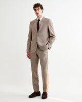 wax london men's Fintry - Natural And Brown Stripe Linen Single-Breasted Blazer