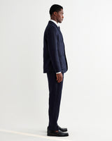 wax london men's Fintry - Navy Linen Single-Breasted Blazer