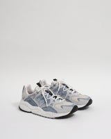 wax london men's Flower Mountain - Grey Light Blue Suede And Nylon Yamabushi Trainers
