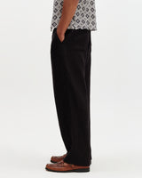wax london men's Glencoe - Black Washed Linen Loose Fit Trousers
