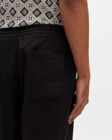 wax london men's Glencoe - Black Washed Linen Loose Fit Trousers