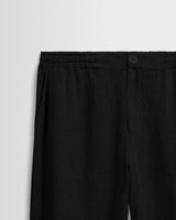 wax london men's Glencoe - Black Washed Linen Loose Fit Trousers