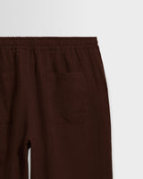 wax london men's Glencoe - Brown Washed Linen Loose Fit Trousers
