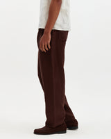 wax london men's Glencoe - Brown Washed Linen Loose Fit Trousers