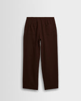 wax london men's Glencoe - Brown Washed Linen Loose Fit Trousers