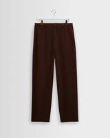 wax london men's Glencoe - Brown Washed Linen Loose Fit Trousers