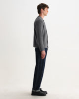 wax london men's Granby - Grey Ribbed Wool Cardigan