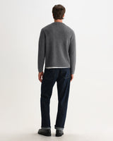 wax london men's Granby - Grey Ribbed Wool Cardigan