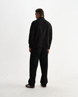 wax london men's Halcomb - Black And Multicolour Applique Corduroy Shirt