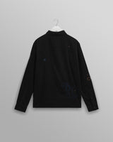 wax london men's Halcomb - Black And Multicolour Applique Corduroy Shirt