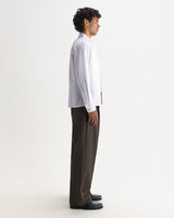 wax london men's Halcomb - Ecru And Multicolour Stripe Cotton Shirt