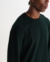 wax london men's Hayden - Dark Green Emorised Cotton Long-Sleeve T-Shirt