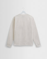 wax london men's Hayden - Ecru Textured Organic Cotton Long Sleeve T-Shirt