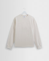 wax london men's Hayden - Ecru Textured Organic Cotton Long Sleeve T-Shirt