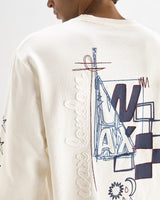 wax london men's Hayden - White And Multicolour Graphic Cotton Long-Sleeve T-Shirt