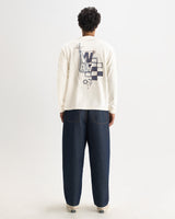 wax london men's Hayden - White And Multicolour Graphic Cotton Long-Sleeve T-Shirt