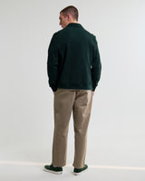 wax london men's Hays - Dark Green Structured Waffle Overshirt
