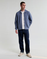 wax london men's Hays - Mid Blue Structured Waffle Overshirt