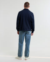wax london men's Hays - Navy Structured Waffle Overshirt
