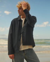 wax london men's Healey - Navy Organic Cotton Chore Jacket