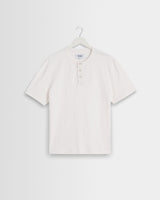 wax london men's Hill - Off White Slub Organic Cotton Henley T-Shirt