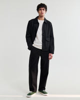 wax london men's Hyde - Black Organic Cotton Twill Straight Fit Trousers