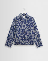 wax london men's Iggy - Blue And Ecru Floral Jacquard Jacket