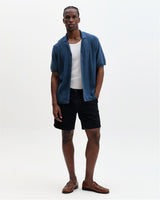 wax london men's Ivy - Washed Blue Cotton Knitted Shirt