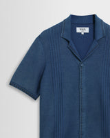 wax london men's Ivy - Washed Blue Cotton Knitted Shirt