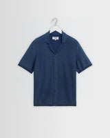 wax london men's Ivy - Washed Blue Cotton Knitted Shirt