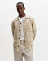 wax london men's Kimpton - Beige Washed Linen Jacket