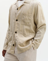 wax london men's Kimpton - Beige Washed Linen Jacket