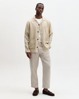 wax london men's Kimpton - Beige Washed Linen Jacket