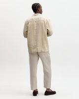 wax london men's Kimpton - Beige Washed Linen Jacket