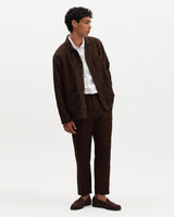 wax london men's Kimpton - Brown Washed Linen Jacket