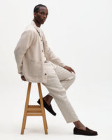 wax london men's Kurt - Beige Washed Linen Relaxed Fit Trousers