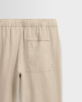 wax london men's Kurt - Beige Washed Linen Relaxed Fit Trousers