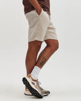 wax london men's Kurt - Beige Washed Linen Shorts