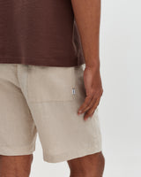 wax london men's Kurt - Beige Washed Linen Shorts