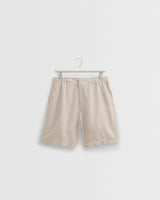wax london men's Kurt - Beige Washed Linen Shorts