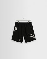 wax london men's Kurt - Black And Beige Abstract Applique Shorts