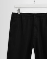 wax london men's Kurt - Black Washed Linen Relaxed Fit Trousers