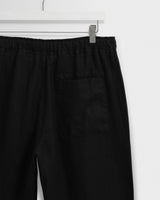 wax london men's Kurt - Black Washed Linen Relaxed Fit Trousers